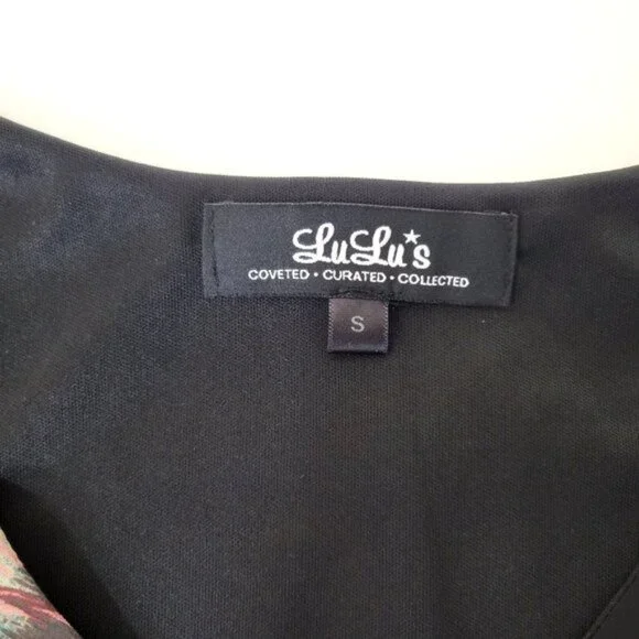 LuLu's Black Floral Chiffon Dress - Picture 3 of 7